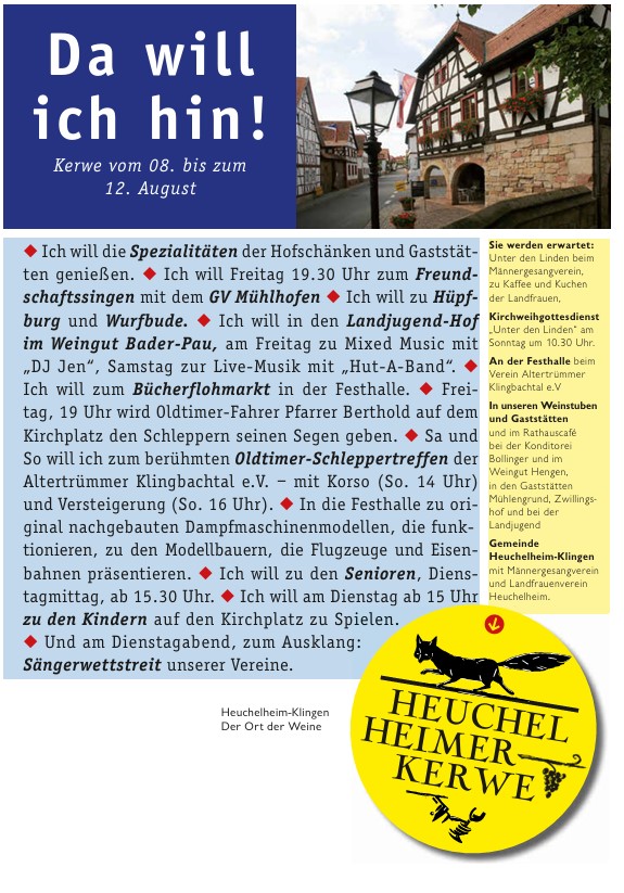 Einladung zur Kerwe im Ortsteil Heuchelheim